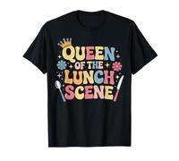 Queen of The Lunch Scene Groovy Cafeteria Worker Lunch Lady T-Shirt