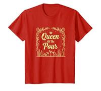 Queen of The pour - Cadeau Barman pour Femme T-Shirt, Enfant, Rouge, 4 Ans