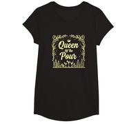 Queen of The pour - Cadeau Barman pour Femme T-Shirt, Fille, Noir, S