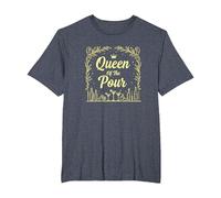 Queen of The pour - Cadeau Barman pour Femme T-Shirt, Homme Grandes Tailles, Bleu Chiné, 5X Tall