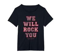 Queen Official We Will Rock You Rose T-Shirt T-Shirt, Femme Grandes Tailles, Noir, 4X