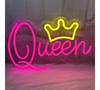 Queen - Panneau lumineux néon à DEL à intensité variable pour décoration de chambre à coucher, alimentation USB, cadeau pour salon, garçons et filles, 40 x 25 cm