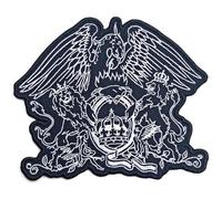 Queen - Rock Off officially licensed products Queen Patch Cut Out Crest Band Logo Nouveau Officiel Embroidered Woven Iron On Size Accessory Size