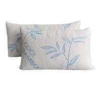 Queen Size 2 Pack Rayon Made from Bamboo Pillows for Sleeping, Cooling Shredded Memory Foam Adjustable Bed Pillow with, Removable/Washable Cover (Queen 2 Pack)