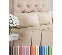Queen Size 4 Piece Sheet Set - Comfy Breathable & Cooling Sheets - Hotel Luxury Bed Sheets for Women and Men - Deep Pockets, Microfiber, Extra Soft & Wrinkle Free Sheets - Wheat Oeko-Tex Bed Sheet Set