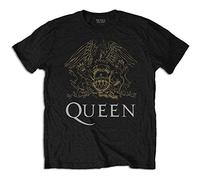 Queen - T-Shirt # L Black Unisex # Crest [Import]