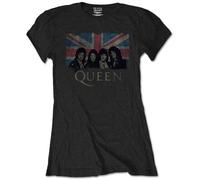 Queen - T-Shirt # S Ladies Black # Union Jack Vintage [Import]