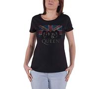Queen T Shirt Union Jack Vintage Band Logo Nouveau Officiel Femme Skinny Fit Size XL