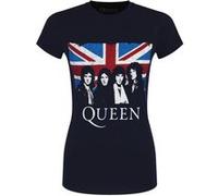 Queen T-Shirt Vintage Union Jack Femme Bleu - Taille S Bleu