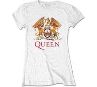 Queen - T-Shirt # XXL White Femmina # Classic Crest [Import]