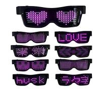 Queen.Y Lunettes LED Personnalisables BT Allument des Lunettes Application Bluetooth Affichage LED Connecté Lunettes Intelligentes USB Rechargeable Bricolage Lunettes Funky pour La Scène