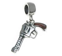 Queenberry Charm en forme Old western Magnum Revolver Pistolet Charm Perle européenne