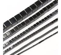 Queenbox 2mm 189pcs carré de Perles d'hématite Brin, Collier Bracelets Perles en Vrac, Fabrication de Bijoux Bricolage Perles d'artisanat, Noir