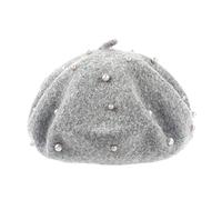 Queenbox Béret en laine perlée pour bébé fille de 3 à 7 ans, gris clair