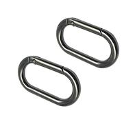 Queenbox Lot de 2 mousquetons ovales de 35 mm, fermoirs à Mousqueton à Ressort Robustes pour Sacs à Main, Porte-clés, balançoires de Camping, Noir