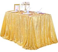 QueenDream Nappe à Paillettes dorées de 152,4 x 259,1 cm - pour Mariage, fête prénatale, Anniversaire, Noël