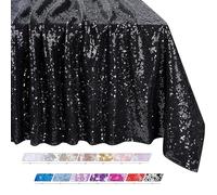 QueenDream Nappe à Paillettes Scintillantes - Nappe de Table rectangulaire Noire de 127 x 203 cm pour fête d'anniversaire, décoration de fête prénatale