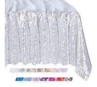 QueenDream Nappe rectangulaire à Paillettes argentées 90 x 156 cm pour Mariage, Anniversaire, fête de Mariage, décorations d'intérieur et d'extérieur