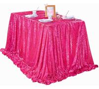 QueenDream Nappe Rose Vif de 152,4 x 259,1 cm à Paillettes pour Mariage, fête prénatale, Mariage, décorations de Noël