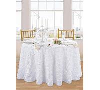 QueenDream Nappes Blanches pour Tables Rondes de 228,6 cm, pour Mariage, fête prénuptiale, baptême, fête d'anniversaire, décorations de Table