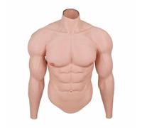 QUEENDY Combinaison Mus en Silicone avec Bras, Torse Homme Réaliste | Pectoraux, abdominaux, dos sculpté et veines visibles sur les bras créent une silhouette puissante pour cosplay et scène.