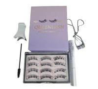 QueenLash Kit de faux cils magnétiques avec sérum de croissance QueenLashes et recourbe-cils Outils d'application