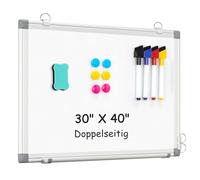 QUEENLINK Petit tableau blanc magnétique double face, 30 x 40 cm, avec cadre en aluminium, format A3, avec porte-stylos et crochets