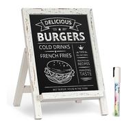 QUEENLINK Tableau À Craies Signes Magnétiques Avec Support, 24.2×35.6cm Tableau À Craies Avec Cadre En Bois À Craies De Bureau Menu Pour Cuisine(Blanc)
