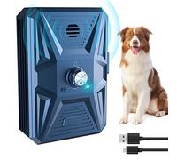 QueenMew Anti Aboiement Chien, Dispositif Anti Aboiement Chien Ultrasons à 3 Modes, Boitier Anti Aboiement Chien de 33 Pieds, l'entraînement des Grands et Petits Chiens en Extérieur et Intérieur