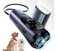 QueenMew Dissuasif d'aboiement pour chien, 3 émetteurs, dispositif d'aboiement à ultrasons, 2 modes, dispositif anti-aboiement avec lumière LED, 9,1 m, pour entraînement intérieur et extérieur