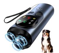 QueenMew Dissuasif d'aboiement pour chien, 3 émetteurs, dispositif d'aboiement à ultrasons, 2 modes, dispositif anti-aboiement avec lumière LED, 9,1 m, pour entraînement intérieur et extérieur