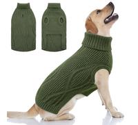Queenmore Pulls pour Grands Chiens, avec Ouverture pour Harnais, Col Roulé | Chaud Pull-Overs pour Labrador, Boxer, Bouledogue Anglais, Border Collie, Coupe Sans Manches, Lavable En Machine (Olive, XL)