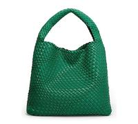 Queenoris Sac à main tissé tendance pour femme avec poignée sur le dessus, sac fourre-tout d'été souple, vert forêt