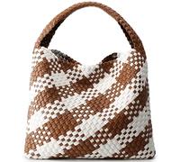 Queenoris Sac à main tissé tendance pour femme avec poignée sur le dessus, sac fourre-tout d'été souple