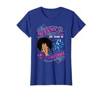 Queens are Born in November Girl Birthday Women T-Shirt, Femme, Bleu Royal, M