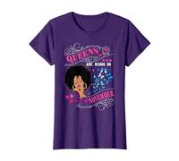 Queens are Born in November Girl Birthday Women T-Shirt, Femme, Violet, 3XL