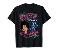 Queens are Born in November Girl Birthday Women T-Shirt, Homme, Noir, 5XL