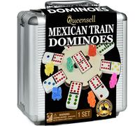 Queensell Set De Domino Mexicain avec Moyeu en Bois, Jeux De Société avec Tuiles Domino - Jeu De Dominos Double 12 pour Soirée Jeux en Famille pour Adultes Et Enfants À Partir De 8 Ans
