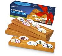 Queensell Soportes Loomino - Set de 4 Porta fichas de dominó curvos - Accesorios Para el juego Loomino Mexican Train - Bandejas de dominó de Madera