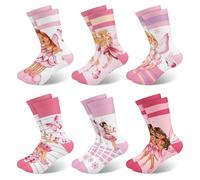 Queenshin 6 Paires Chaussettes Enfants Filles avec de Jolis Motifs Elfes Roses et Motif de Fleurs Douces et Confortables de 1 à 7 Ans