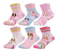 Queenshin 6 Paires Chaussettes Enfants Filles Modèles Mignons Arc-en-ciel Château et Princesse Chaussettes Courtes Cadeau Doux de 9 à 14 Ans Taille 32-38