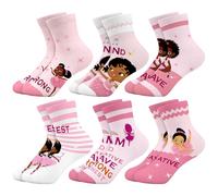 Queenshin 6 Paires Chaussettes Enfants Filles Motifs Intéressants et Mignons Ballerine Rose Chaussettes Douces et Respirantes de 2 à 11 Ans