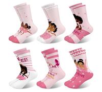 Queenshin 6 Paires Chaussettes Enfants Filles Motifs Intéressants et Mignons Ballerine Rose Chaussettes Douces et Respirantes de 2 à 11 Ans
