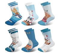 Queenshin 6 Paires Chaussettes Garçon Enfants Design Élégant d'Animaux Nautiques Respirant et Résistant de 2 à 11 Ans
