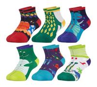 Queenshin 6 Paires de Chaussettes Courte pour Garçon Enfants Chaussette Dinosaures Fantaisie Drole en Coton de 3 à 12 Ans