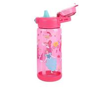 Queenshin Gourde Enfant,600ml Gourde Paille Portable,Ouvrez le Couvercle en un Seul Clic,Serrure de Sécurité Anti Fuite,Sans BPA,Tasse à Eau Princesse Château Rouge,Adapté à Lécole et Les Voyages