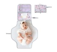 Queenshin Matelas à Langer Portable Imperméable Pliable, Tapis a Langer Nomade Bebe, Sac a Langer de Voyage Amovible, Facile à Nettoyer et Étanche, Poches en Tissu Mesh et à Fermeture Éclair (Rose)