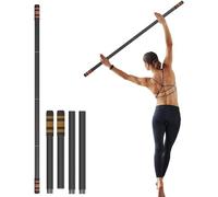 Queension Bâton de yoga de 1,5 m en acier robuste, bâton de mobilité portable avec poignée antidérapante pour correction de posture, équilibre, physiothérapie, bâton d'exercice avec 4 tiges en acier