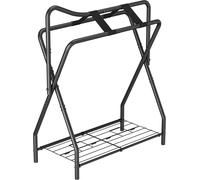 Queension Support de selle pliable pour cheval stable avec rangement inférieur, noir