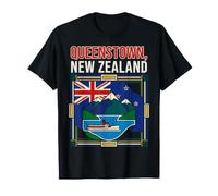 Queenstown Drapeau néo-zélandais Montagnes lac Vapeur Art rétro Art T-Shirt